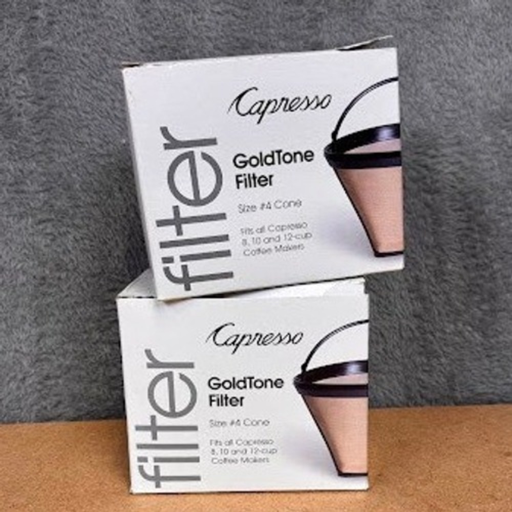 Lot of 2 Capresso GoldTone Reusable Coffee Filters Size #4 Cone Model 750.09